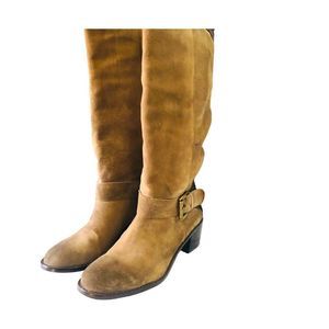 INC International Concepts Tall BrownSuede Boots with Buckle and Leather Back Si